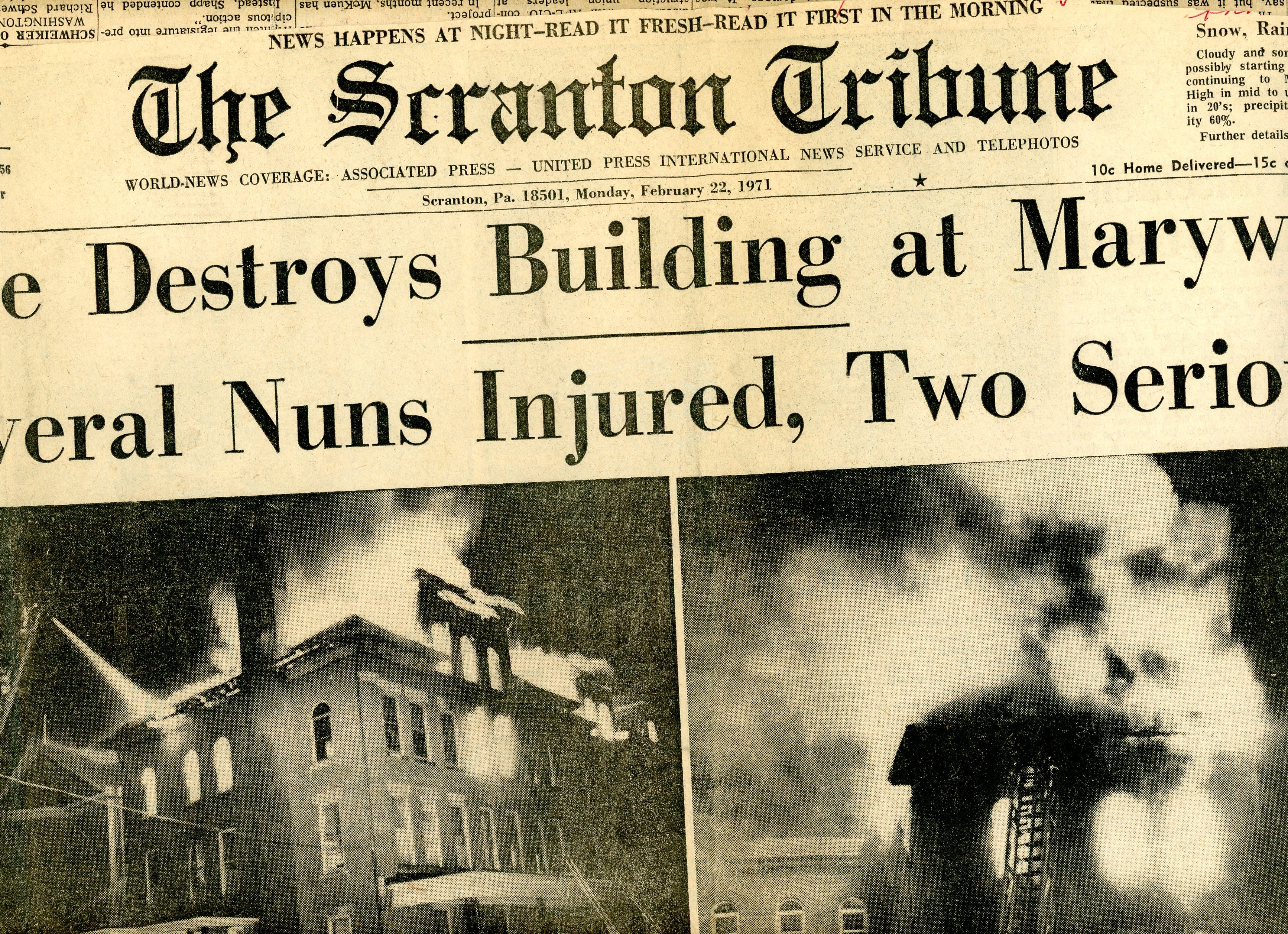 Newspaper 1971Headline Fire